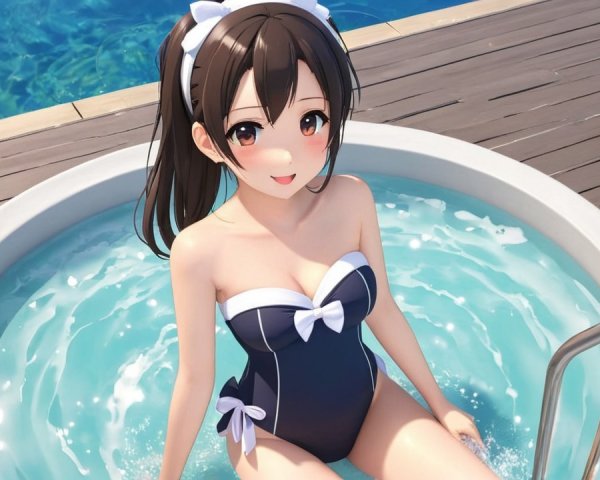 Cheerful Anime Character Relaxing in a Spa Setting
