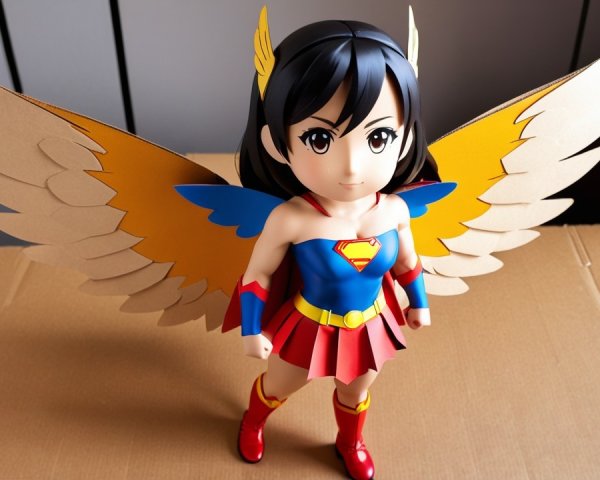 Vibrant Superhero Figurine with Wings and Star Emblem