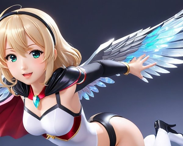 Vibrant Character with Blonde Hair and Angelic Wings