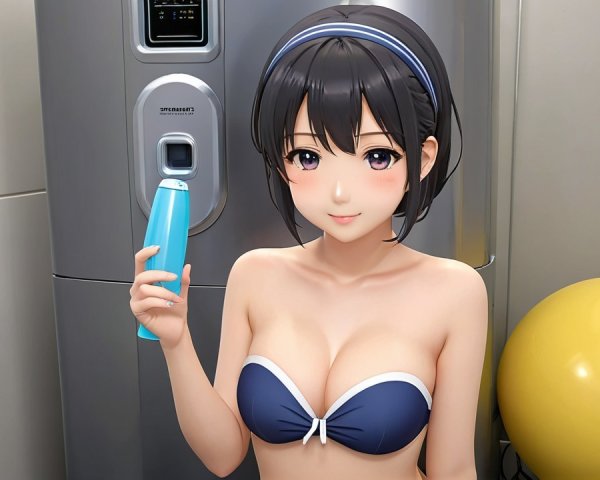 Digital Anime Character in Casual Kitchen Setting