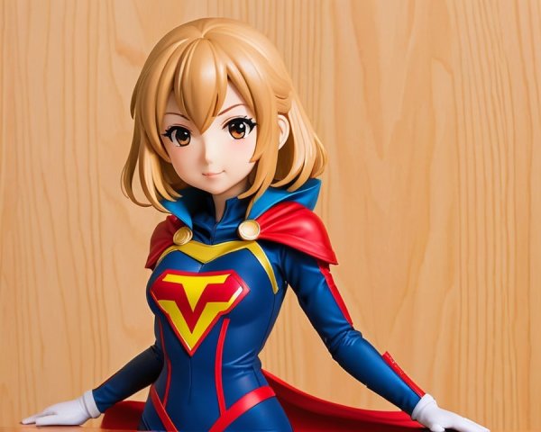 Stylized Heroic Character in Blue and Red Costume