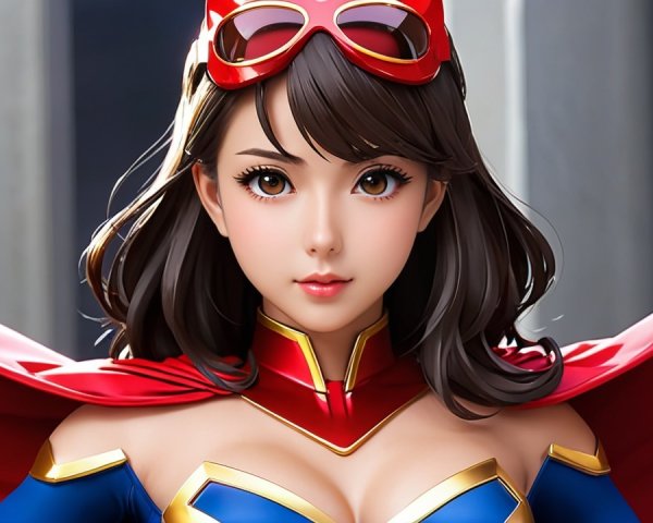 Confident Female Superhero in Vibrant Costume