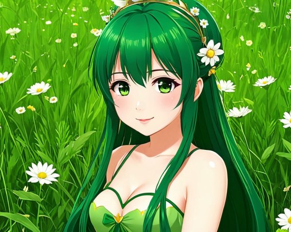 Vibrant Anime Character in a Daisy Field
