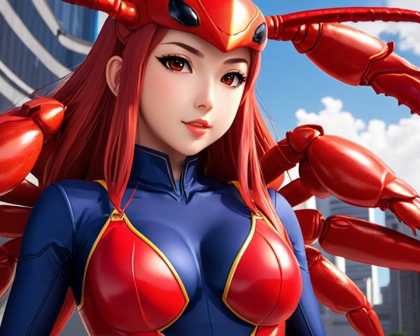 Anime Character with Red Hair and Claw Accessories