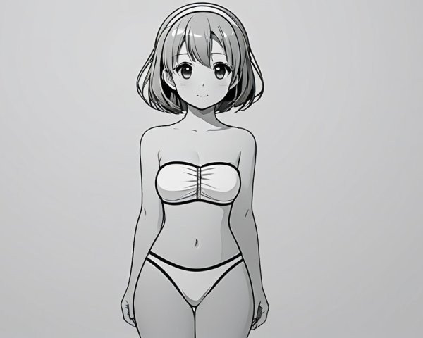 Stylized Character in Two-Piece Swimsuit Design