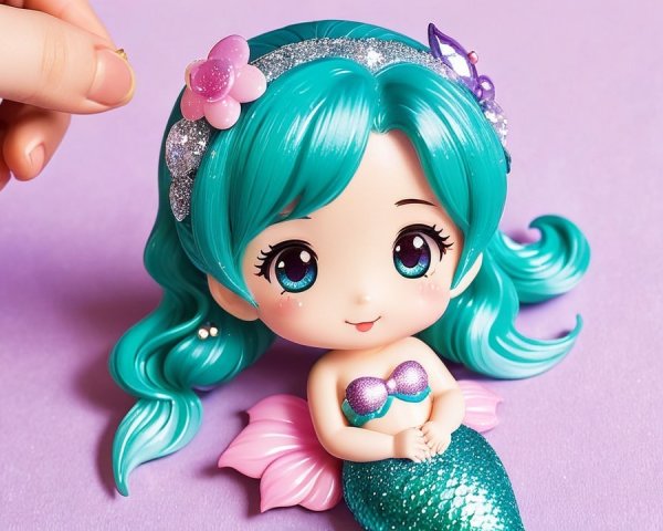 Colorful mermaid doll with vibrant features and accessories