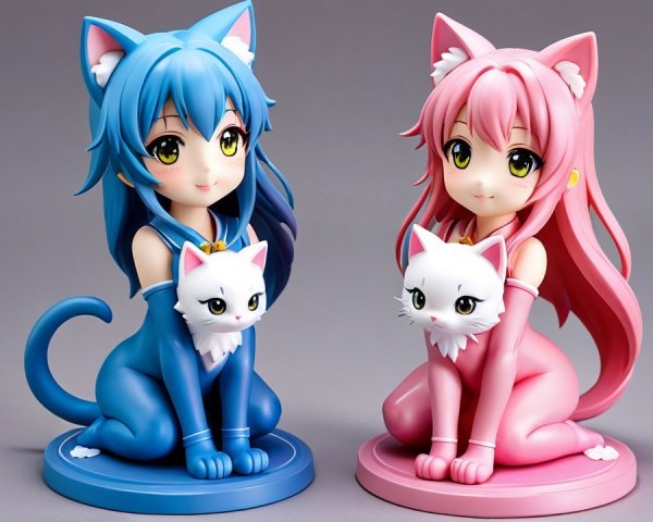 Anthropomorphic Cat Girl Models with Colorful Outfits