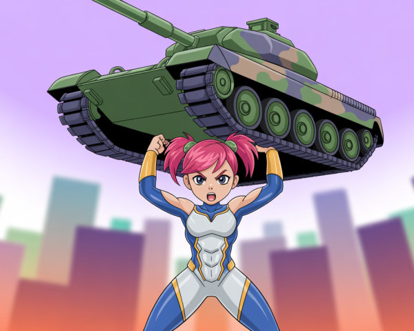 Anime-style image of a muscular girl with tank