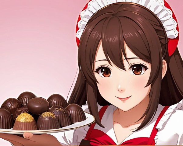 Close-up Portrait of Anime Girl with Chocolates