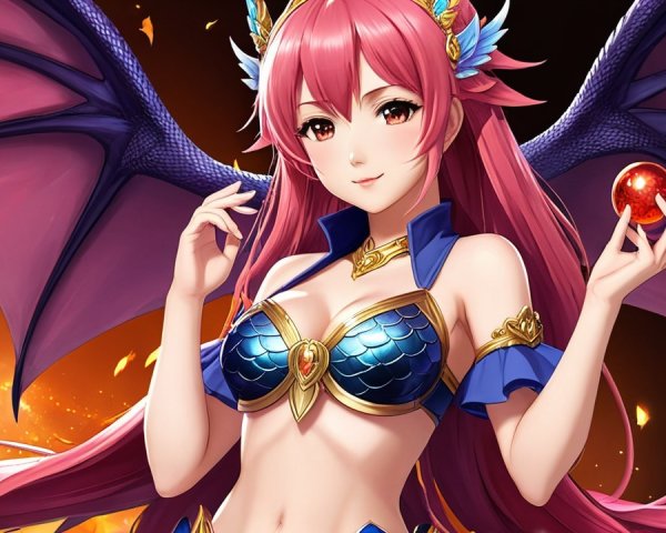 Character with Pink Hair and Purple Wings in Fantasy Setting