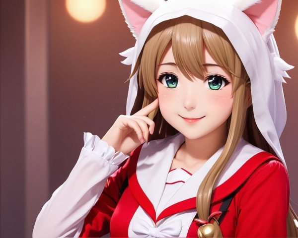 Character Description with Cat Ears and Cozy Background