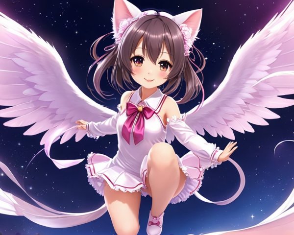 Cute anime character with wings and cat-like ears