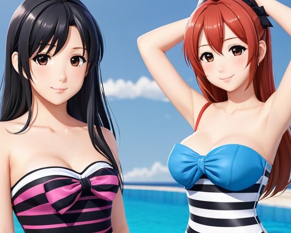 Animated Characters by Sparkling Pool on Sunny Day