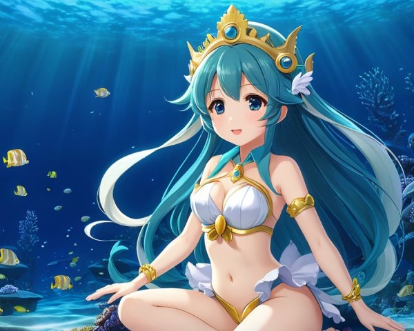 Vibrant Underwater Scene with Enchanting Character