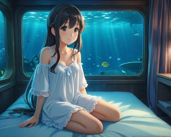 Underwater Room with Marine Life and Soft Lighting