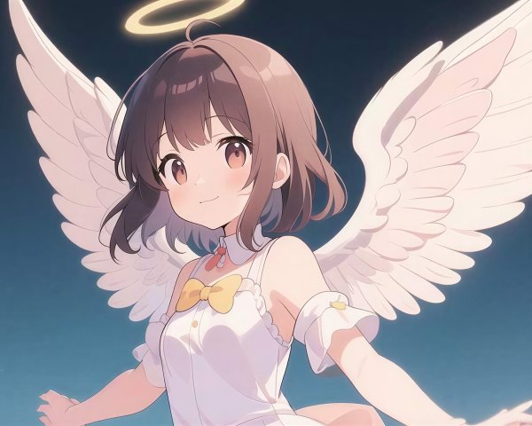 Anime-style illustration of a girl with angel wings