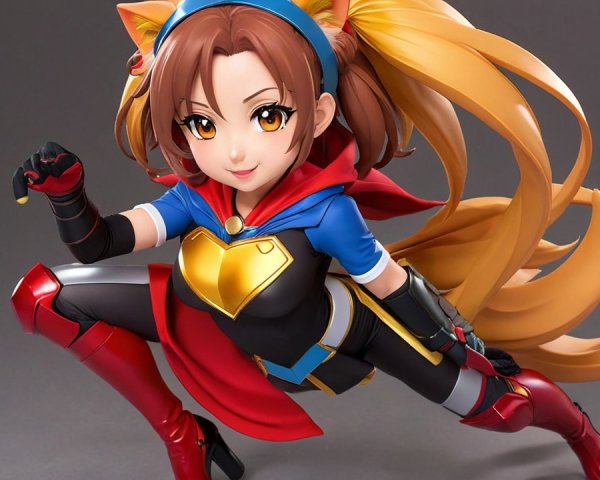 Dynamic Anime Figurine of Hero Character in Costume