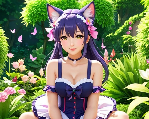 Fantasy Scene of a Young Woman in a Garden