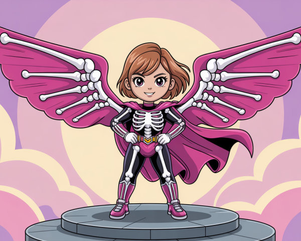 Female superhero character in cartoon style illustration