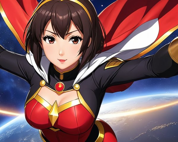 Dynamic Anime Character in Superhero Outfit