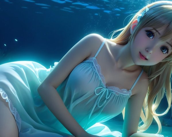 Enchanting Underwater Scene with a Young Female Character