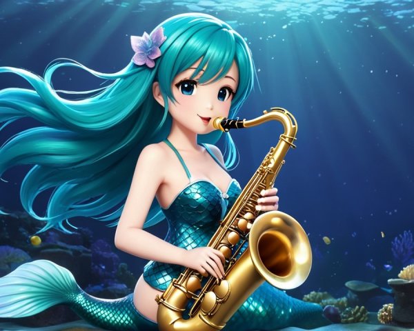 Vibrant Underwater Scene with Mermaid and Coral