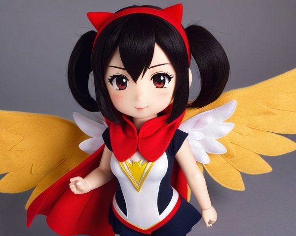 Cheerful Doll with Pigtails and Fantasy Costume