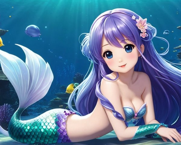 Whimsical Animated Mermaid in Colorful Coral Reefs