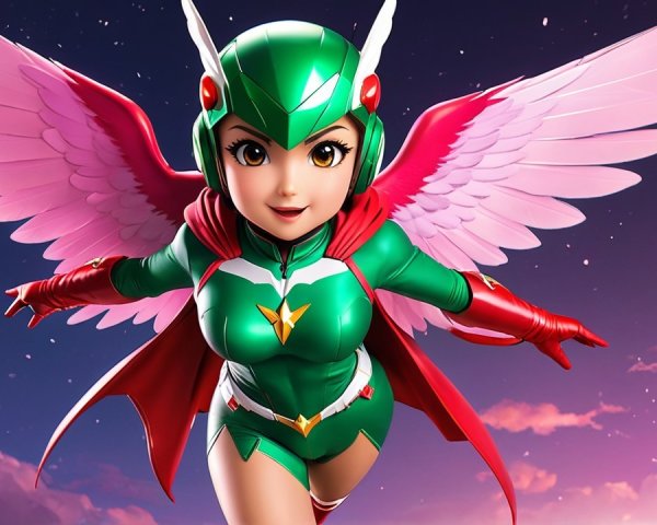 Vibrant Animated Character in Superhero Costume