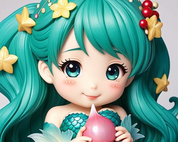 Charming girl with turquoise hair and mermaid outfit