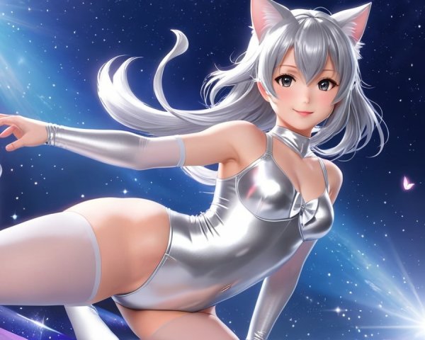 Futuristic Anime Character in Cosmic Space Setting