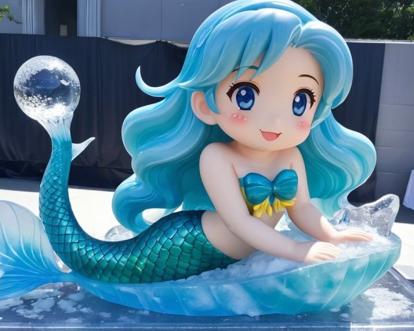 Whimsical Mermaid Statue with Colorful Details