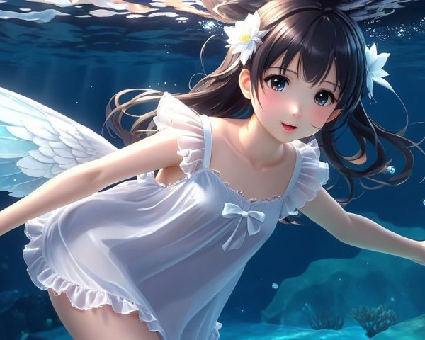 Underwater Scene with Angelic Character and Dress