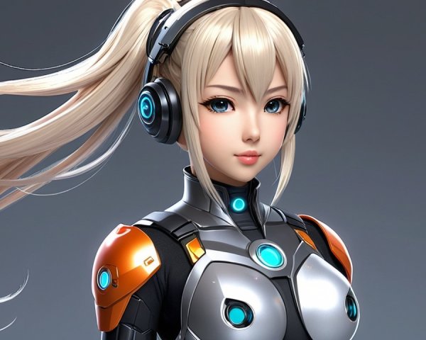 Futuristic Female Character in High-Tech Suit