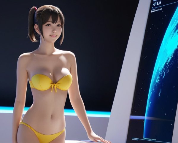 Digital Character with Futuristic Earth Display