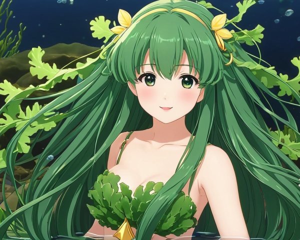 Whimsical Underwater Scene with a Young Mermaid