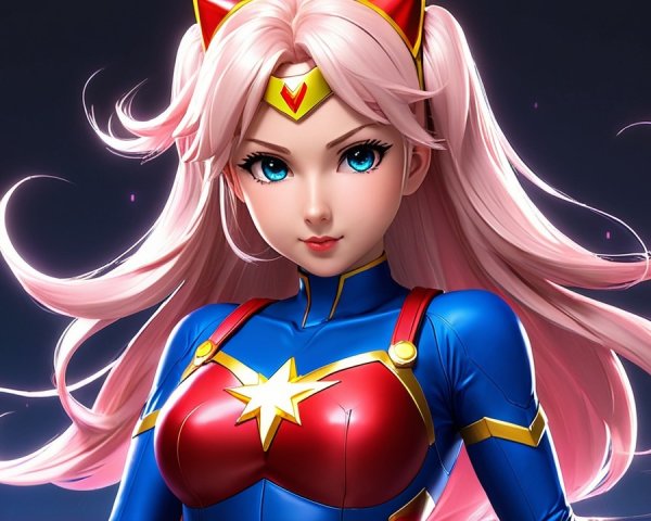 Confident Female Superhero in Vibrant Costume Design