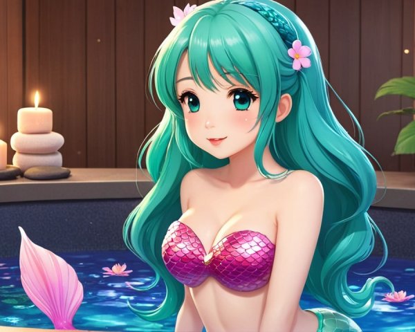 Serene Mermaid in Tranquil Underwater Scene