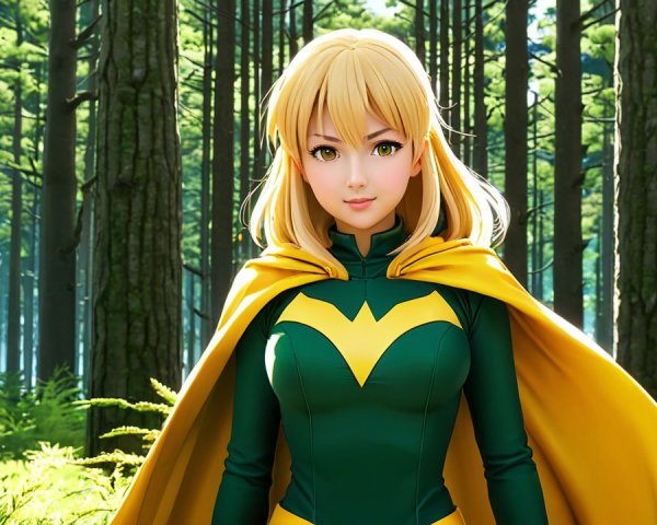 Heroic Figure in Vibrant Forest Setting