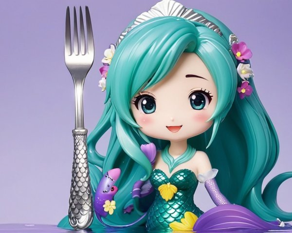 Whimsical Anime-Style Mermaid Figurine Description
