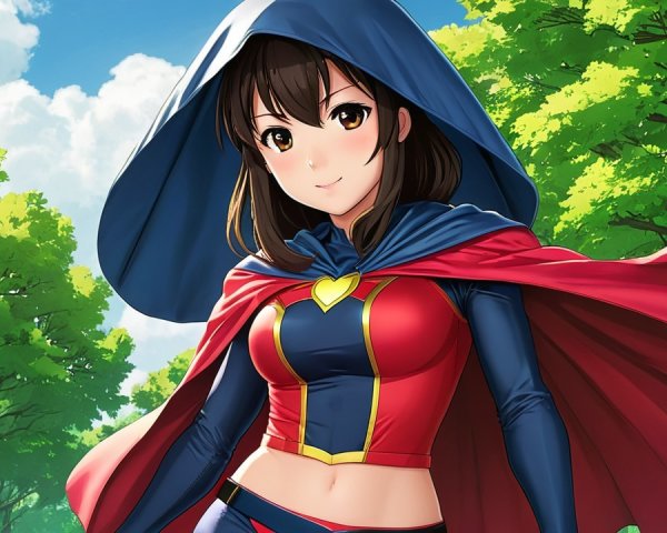Superhero Character in Vibrant Outfit with Cape