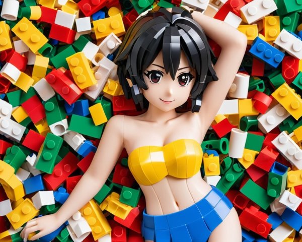 Colorful LEGO Bricks and Playful Figure Scene