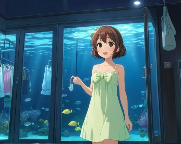 Underwater Boutique Scene with Colorful Fish and Coral