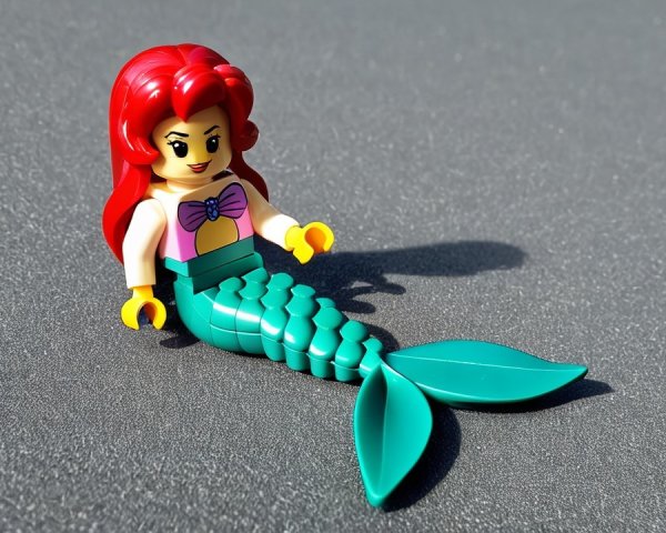 Colorful LEGO Mermaid Figure on Gray Surface