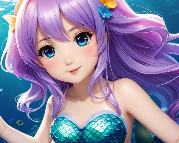 Vibrant Underwater Scene with Mermaid Character