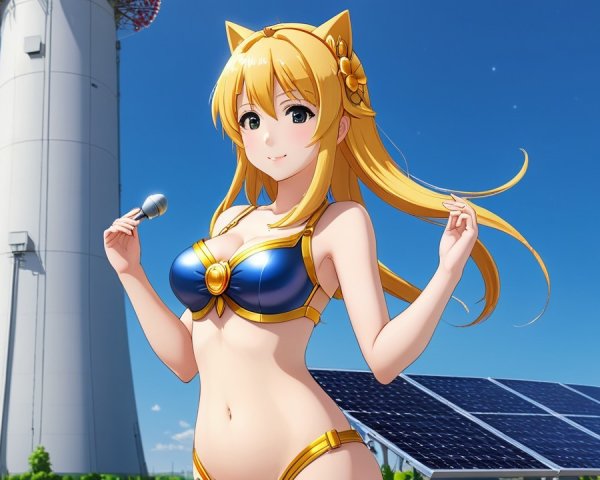 Stylized Character with Renewable Energy Background