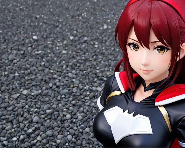 Stylish female character in black outfit with bat symbol