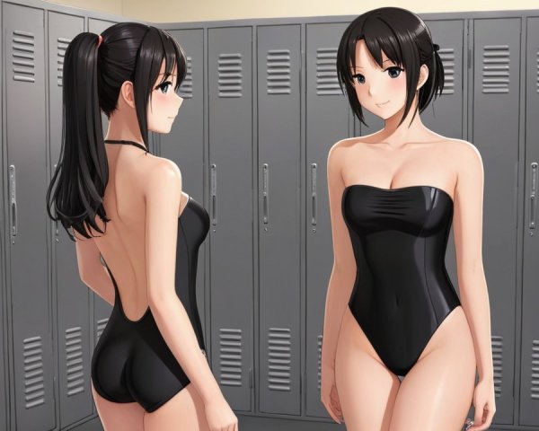 Animated Female Characters in Locker Room Setting