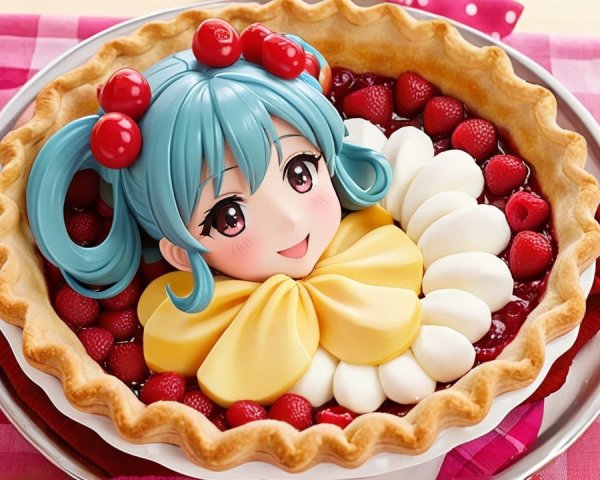 Whimsical Dessert Pie with Raspberry Filling and Design