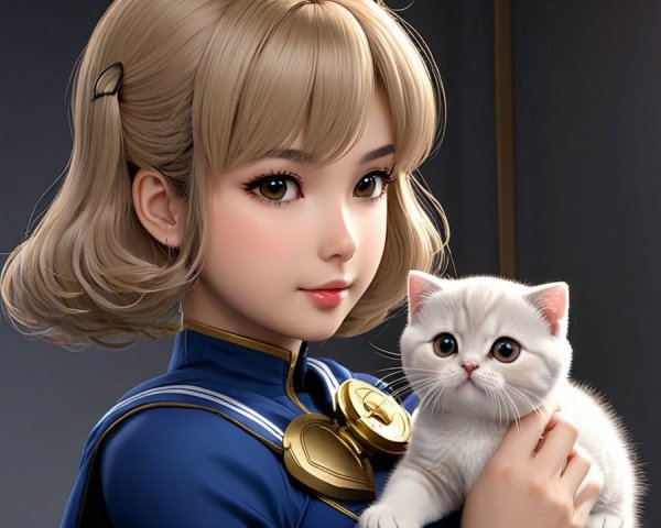 Young woman with kitten in a warm, charming setting